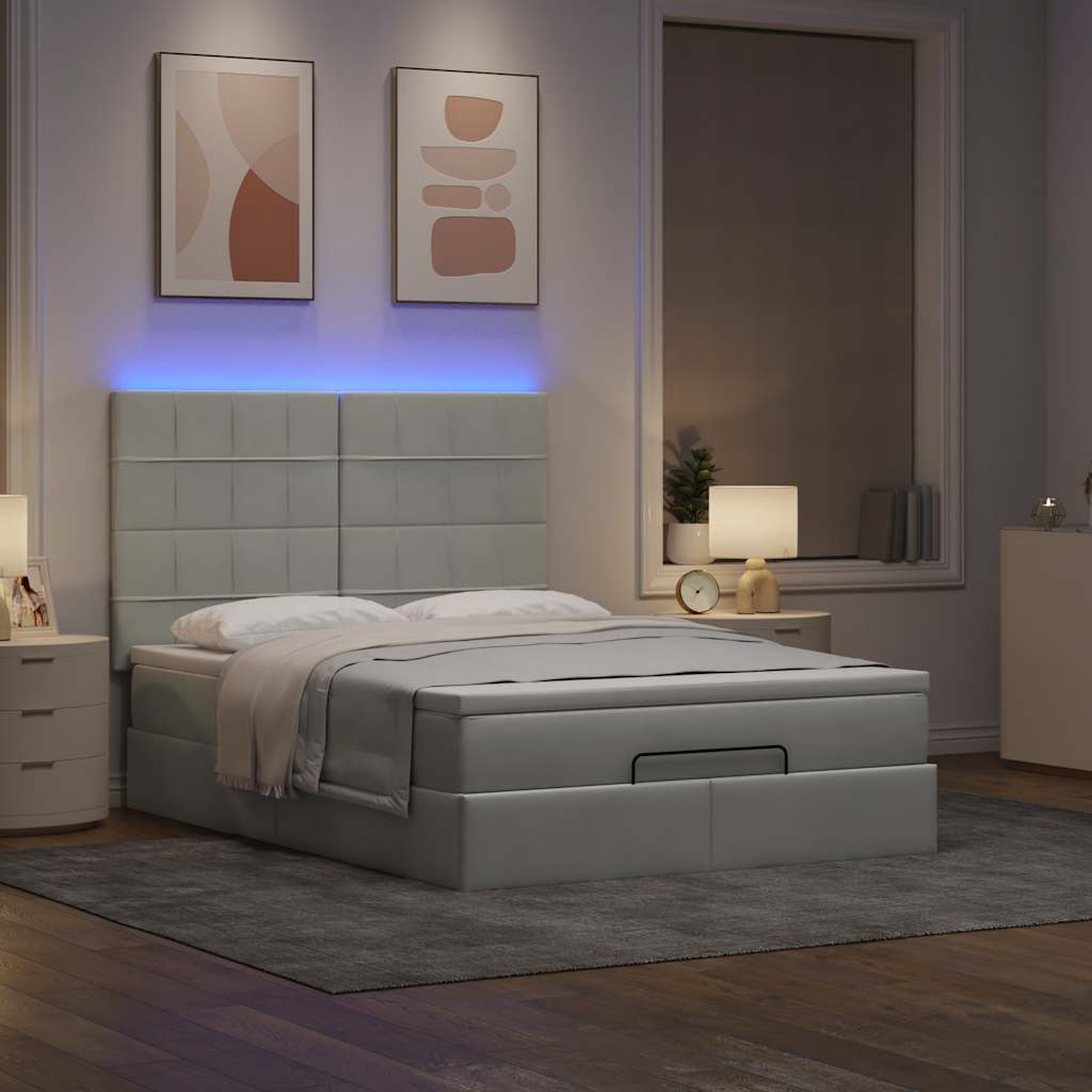 Otomanski krevet s madracima i LED 140x190 cm baršunasti