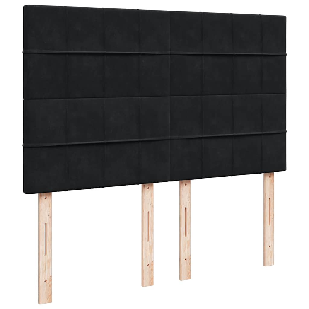 Ottoman krevet s madracima i LED diodama crni 140x200 cm baršun