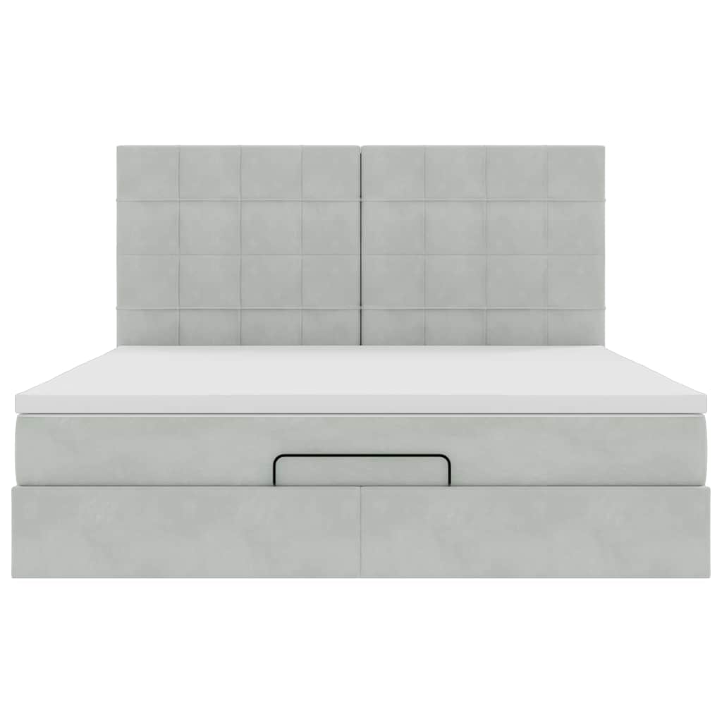 Okvir kreveta s madracima svijetlosivi 160x200cm baršunasti