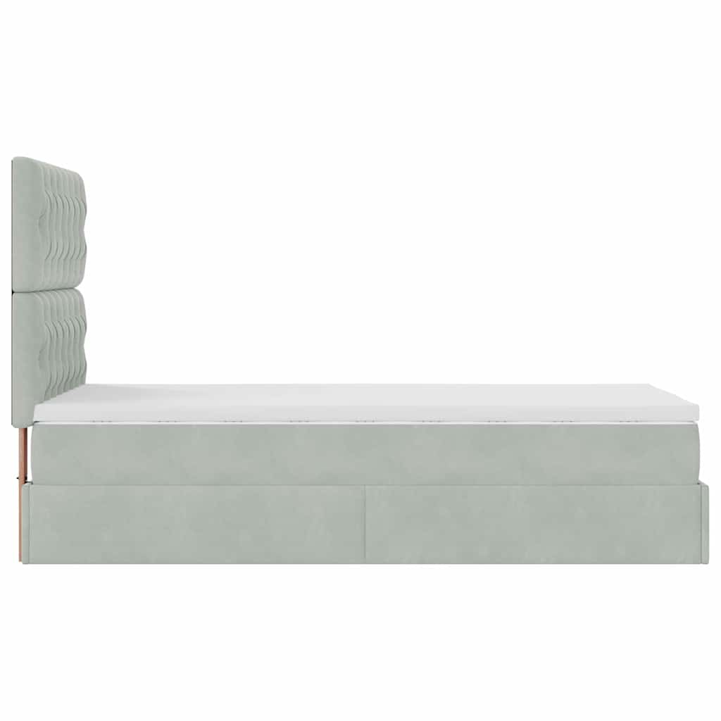 Okvir za krevet s madracima svjetlosivi 80x200 cm baršunasti