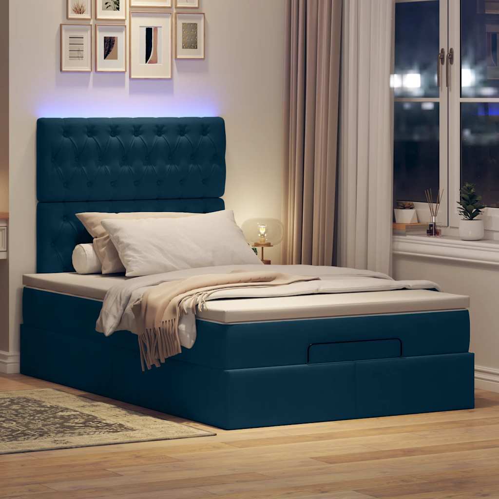 Okvir za krevet s madracima tamnoplavi 120x190 cm baršunasti