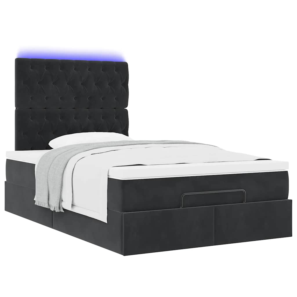 Otomanski krevet s madracima&LED crni 120x200cm baršunasti