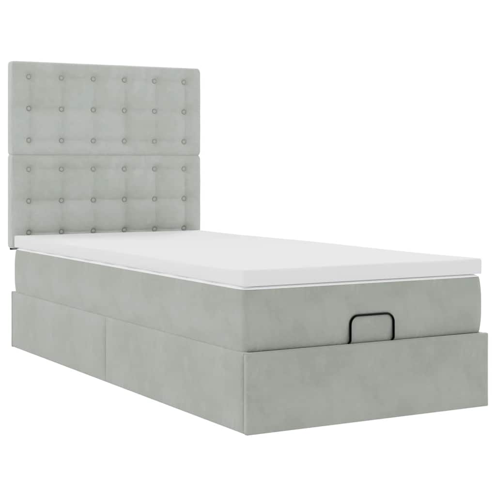Okvir za krevet s madracima svjetlosivi 80x200 cm baršunasti