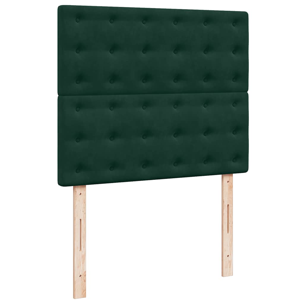 Okvir za krevet s madracima tamnozeleni 120x190 cm baršunasti