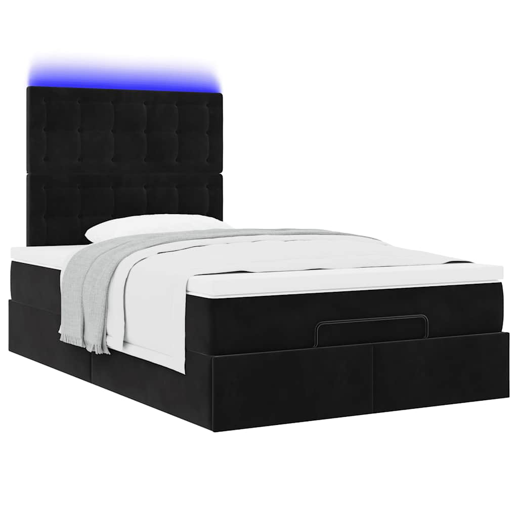 Otomanski krevet s madracima&LED crni 120x200cm baršunasti