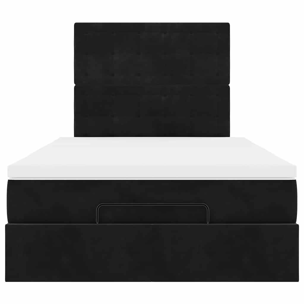 Otomanski krevet s madracima&LED crni 120x200cm baršunasti