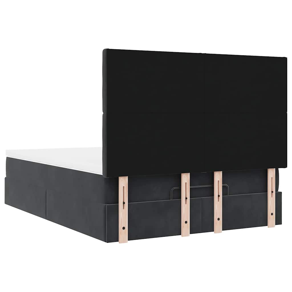 Otomanski krevet s madracima&LED crni 140x190 cm baršunasti