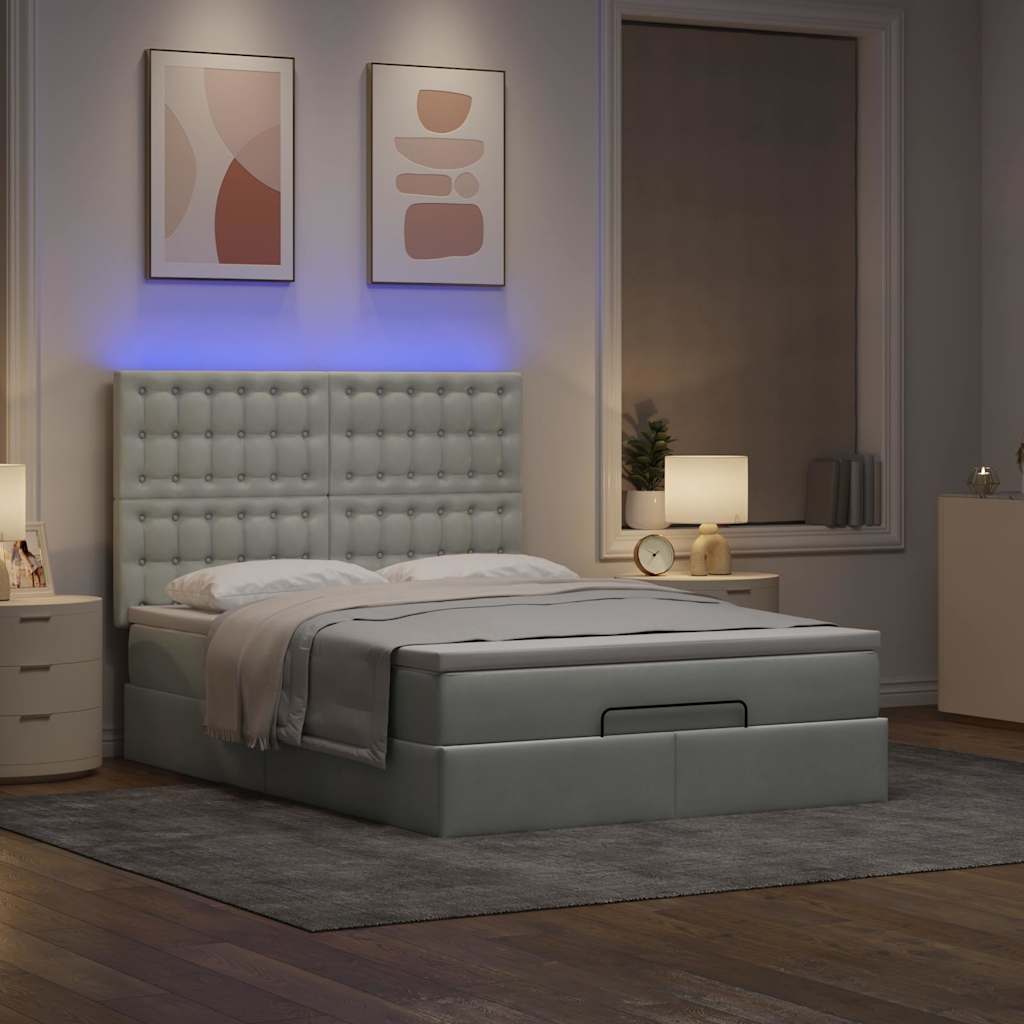 Otomanski krevet s madracima i LED 140x200 cm baršunasti