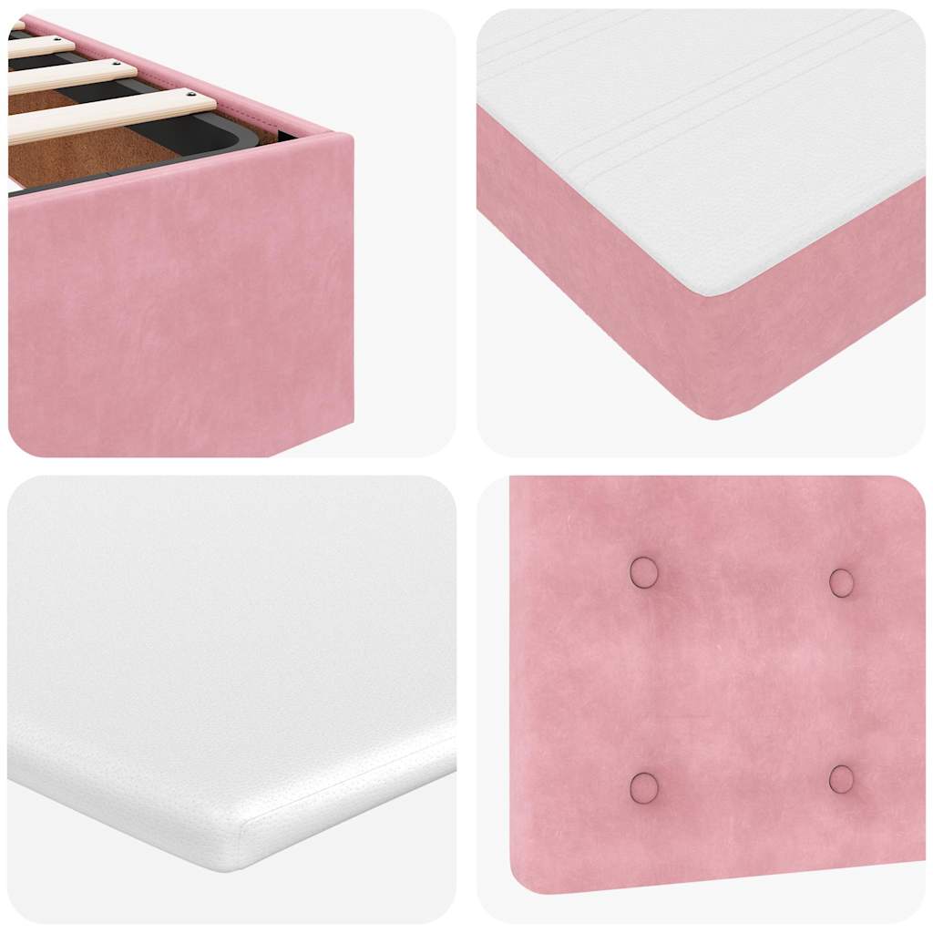 Okvir kreveta s madracima ružičasti 180x200cm baršunasti