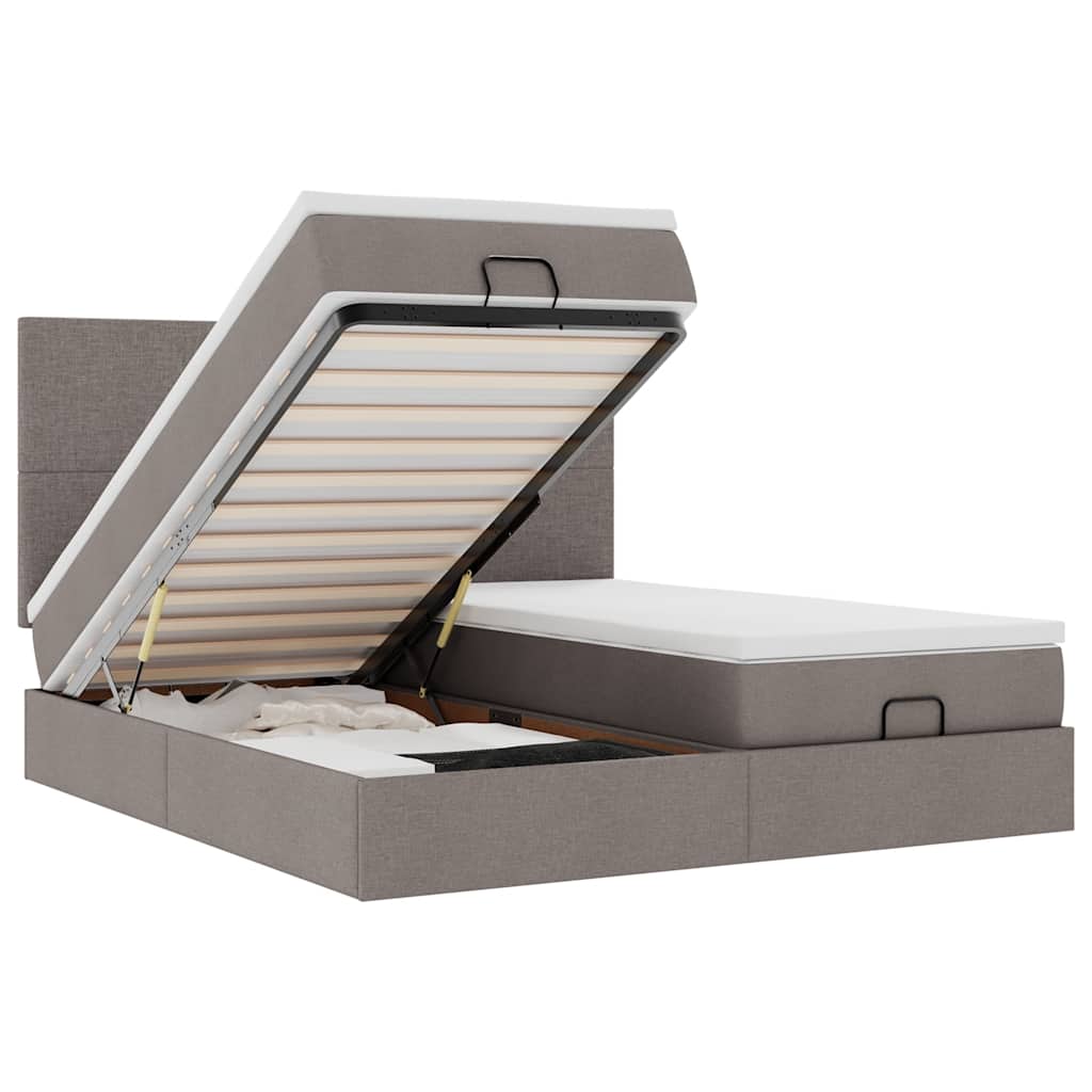 Otomanski okvir kreveta s madracima smeđesivi 180x200cm tkanine
