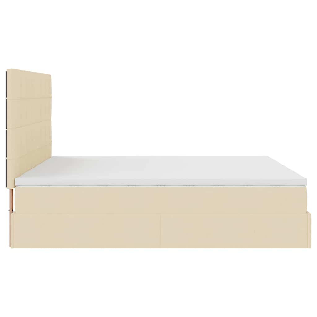 Otomanski okvir kreveta s madracima krem 180x200cm od tkanine