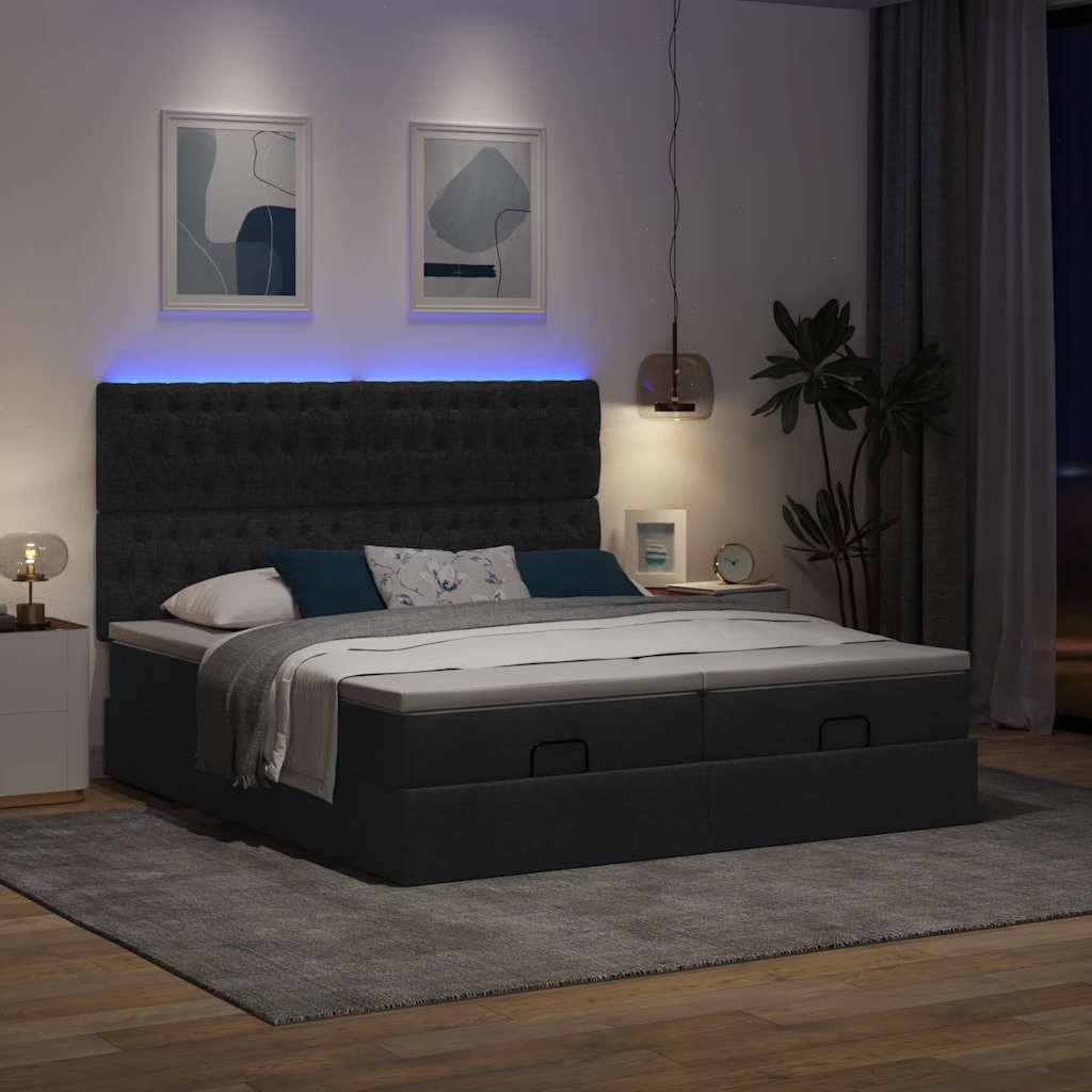Okvir kreveta s madracima crni 160x200cm od tkanine