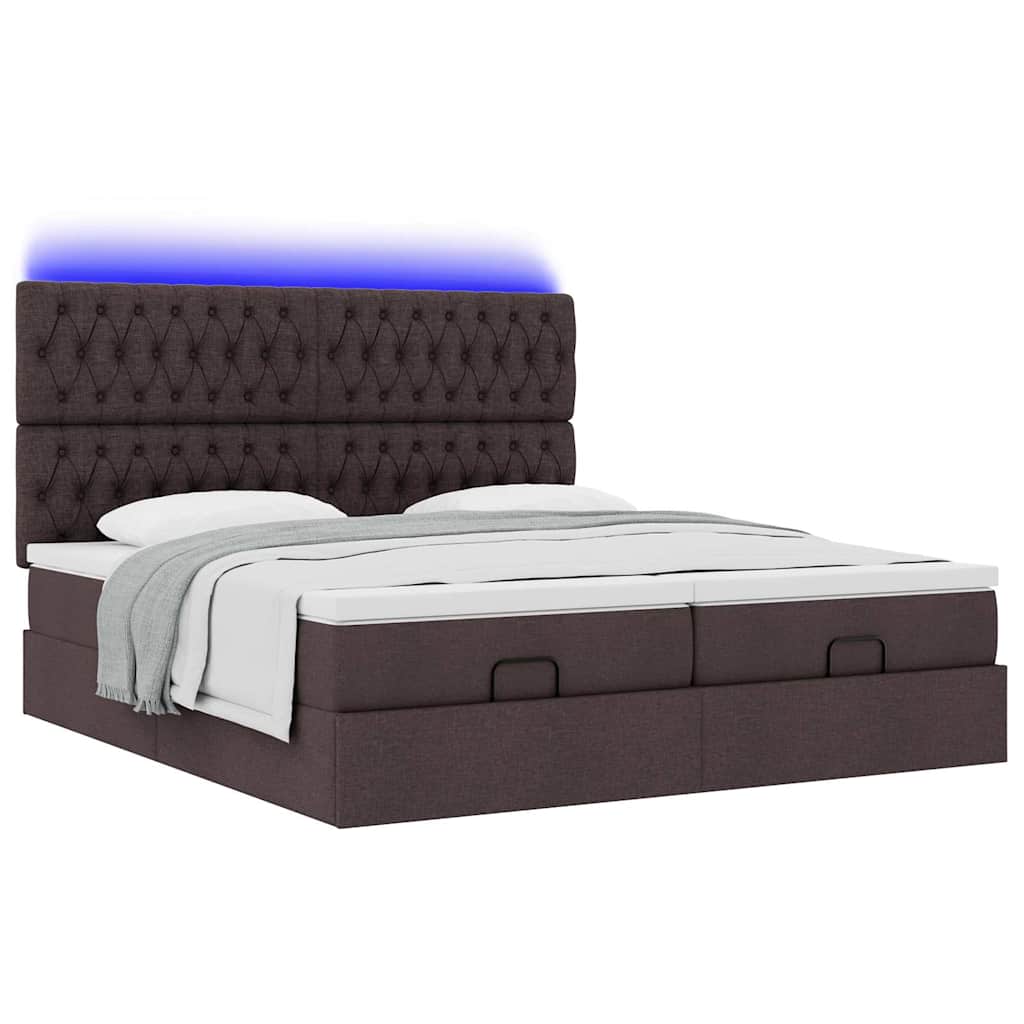 Okvir kreveta s madracima tamnosmeđi 160x200cm tkanine