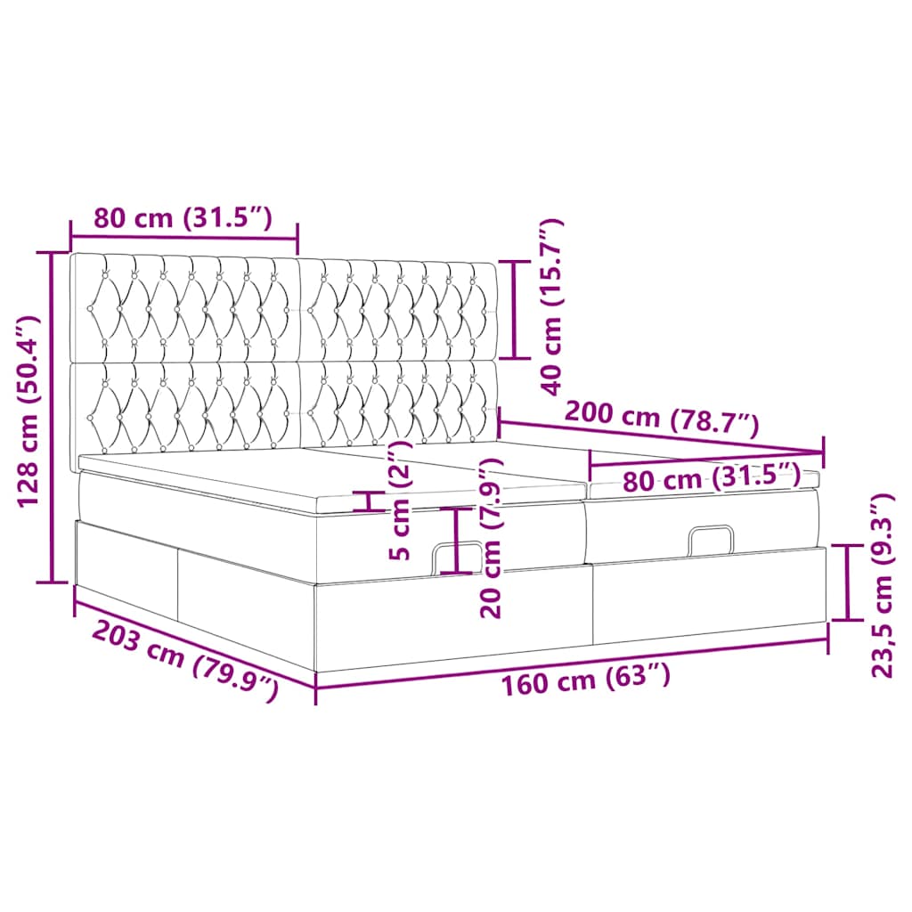 Ottoman krevet s madracima i LED diodama plavi 160x200 cm tkanina