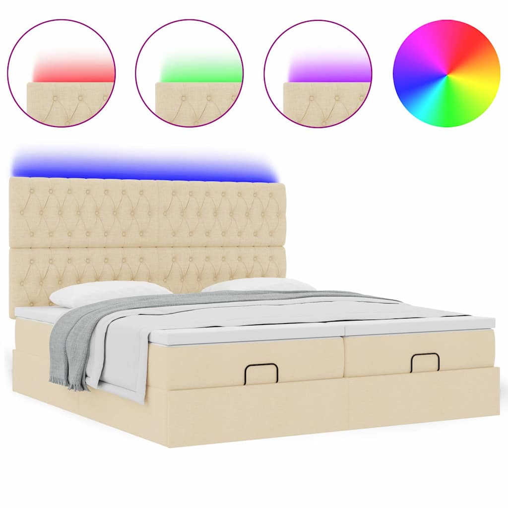 Otomanski okvir kreveta s madracima krem 180x200cm od tkanine