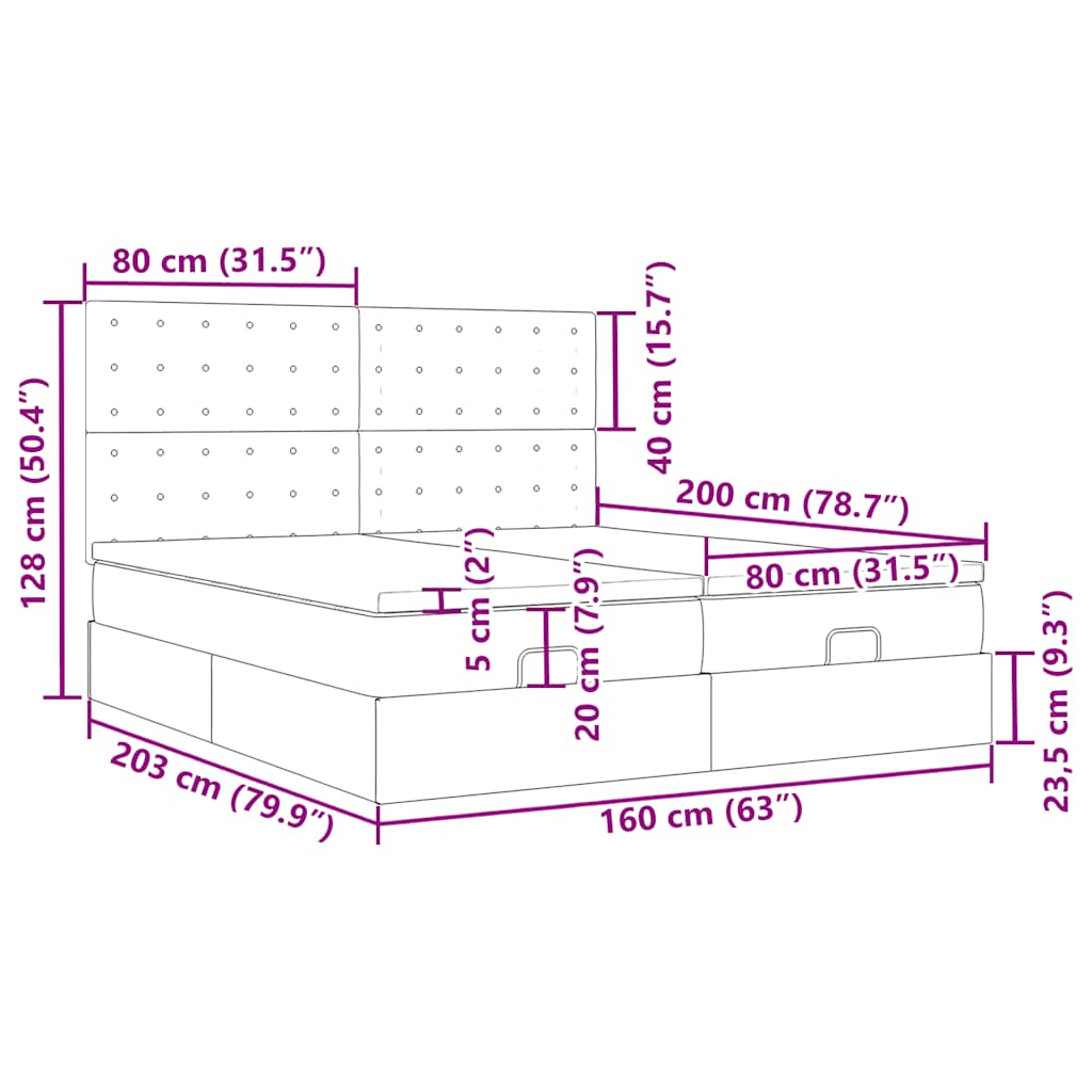 Ottoman krevet s madracima i LED diodama plavi 160x200 cm tkanina
