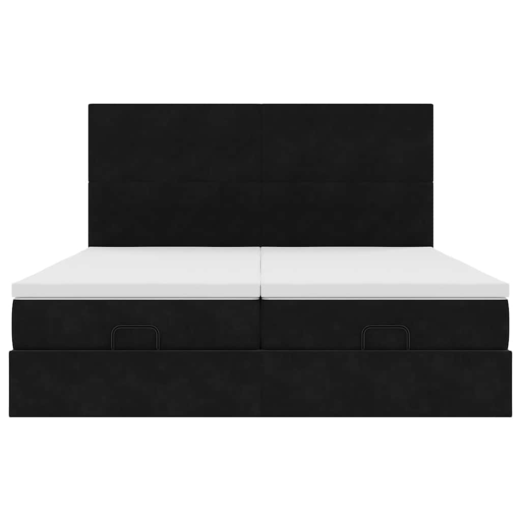 Otomanski okvir kreveta s madracima crni 180x200cm baršunasti