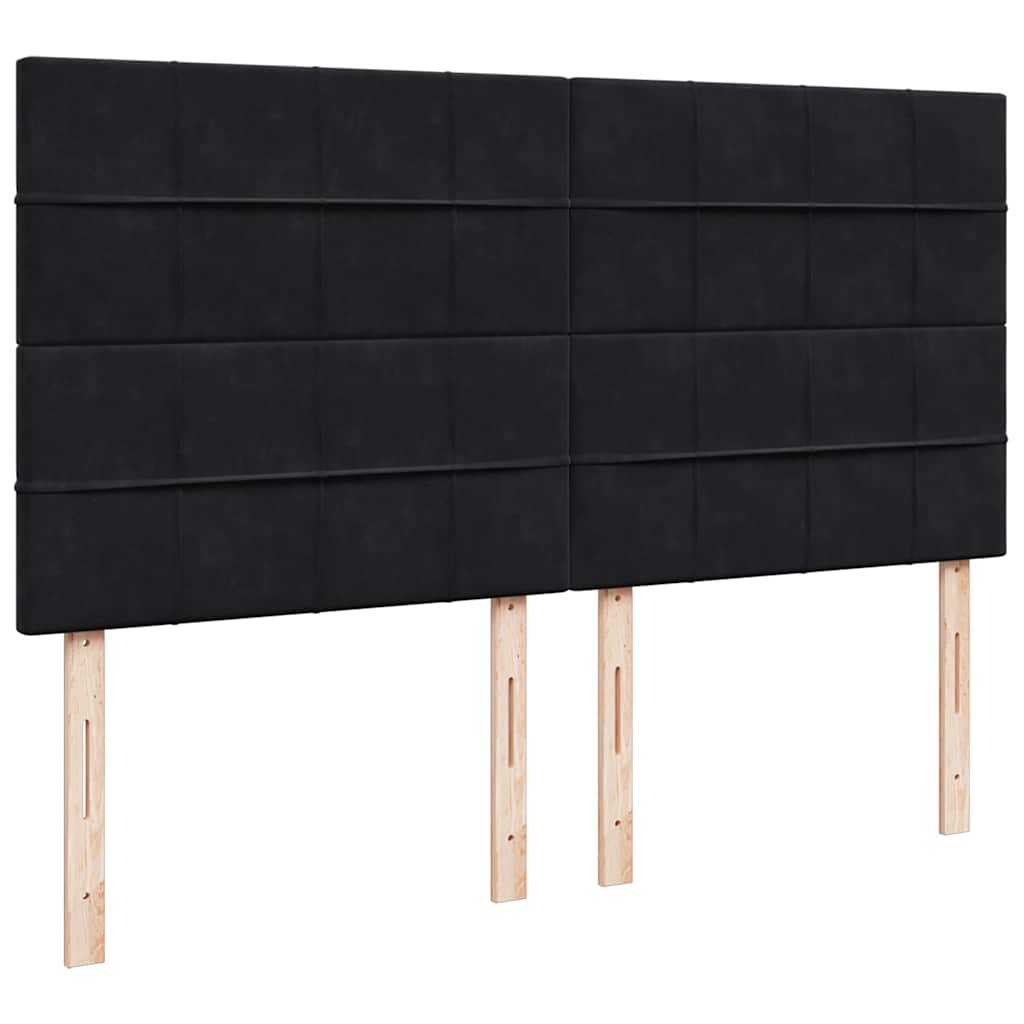 Okvir kreveta s madracima crni 160x200cm baršunasti