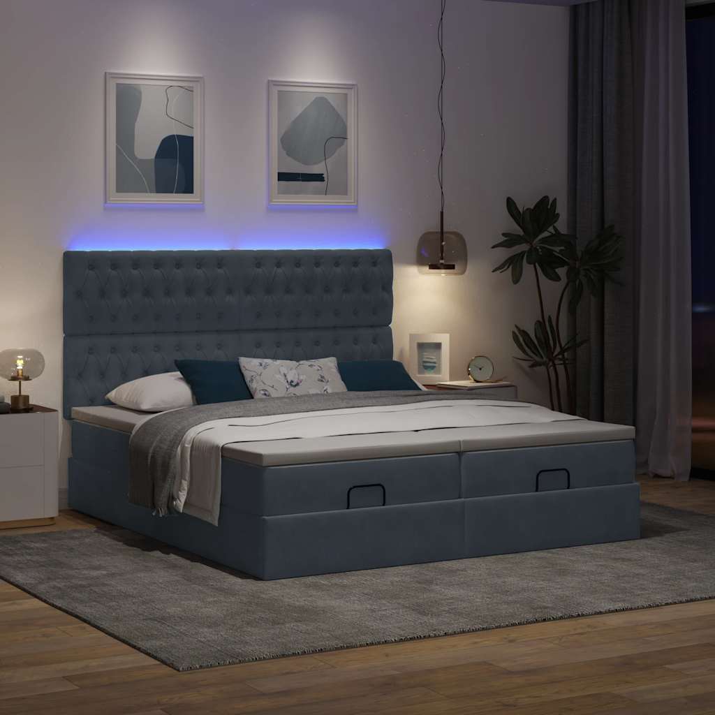 Okvir kreveta s madracima tamnosivi 160x200cm baršunasti