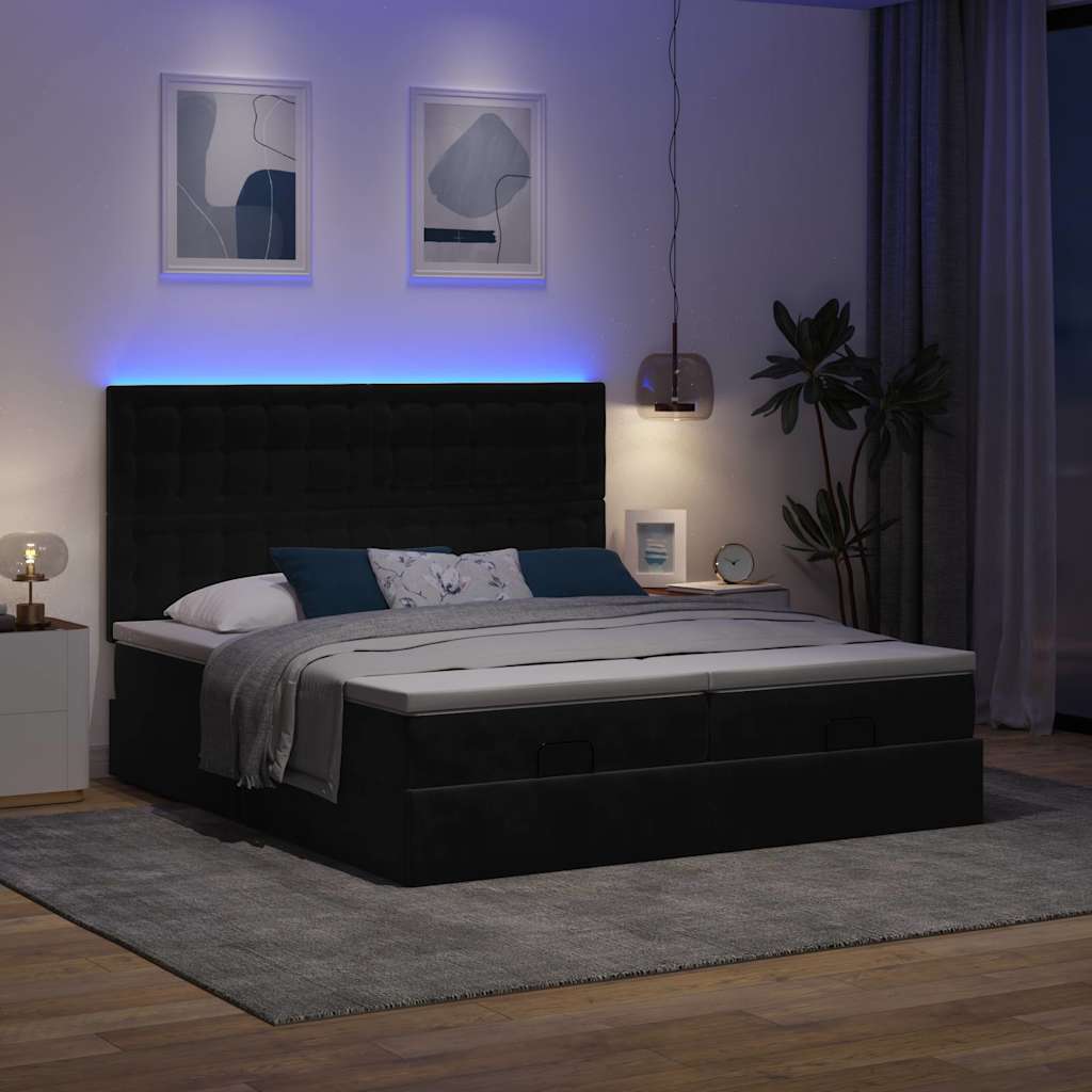 Okvir kreveta s madracima crni 160x200cm baršunasti