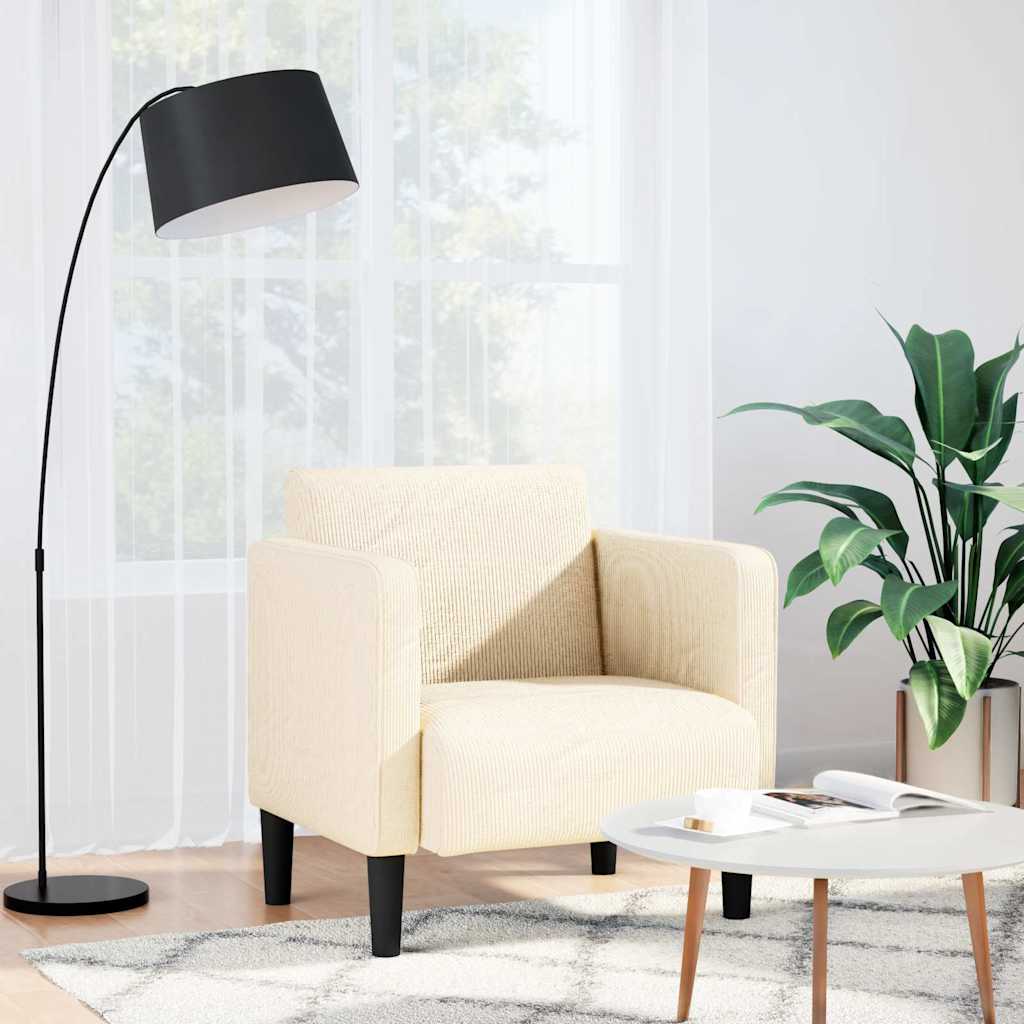 Sofa fotelja s naslonima za ruke krem 54 cm tkanina od samta