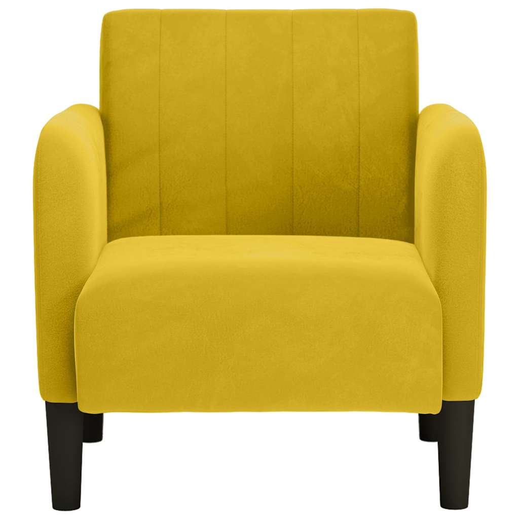 Sofa fotelja s naslonima za ruke žuta 54 cm baršunasta