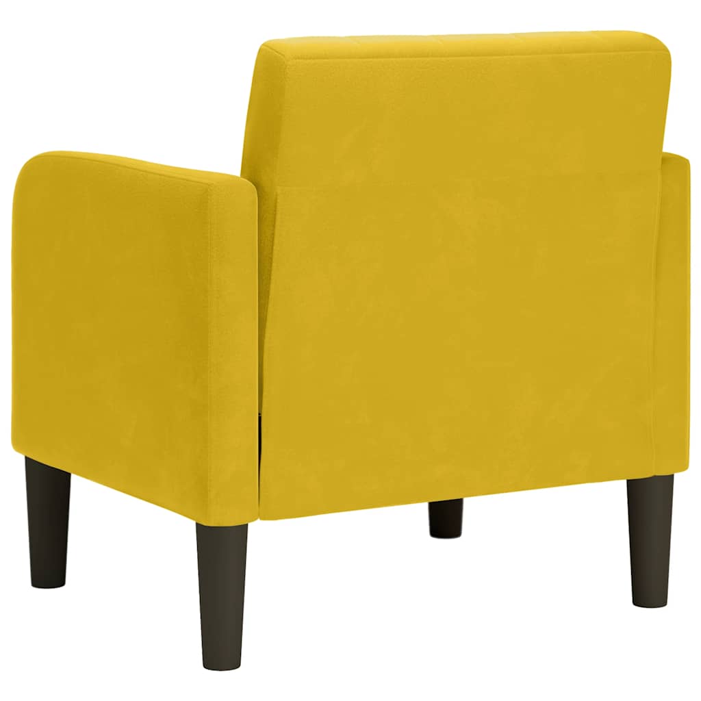 Sofa fotelja s naslonima za ruke žuta 54 cm baršunasta