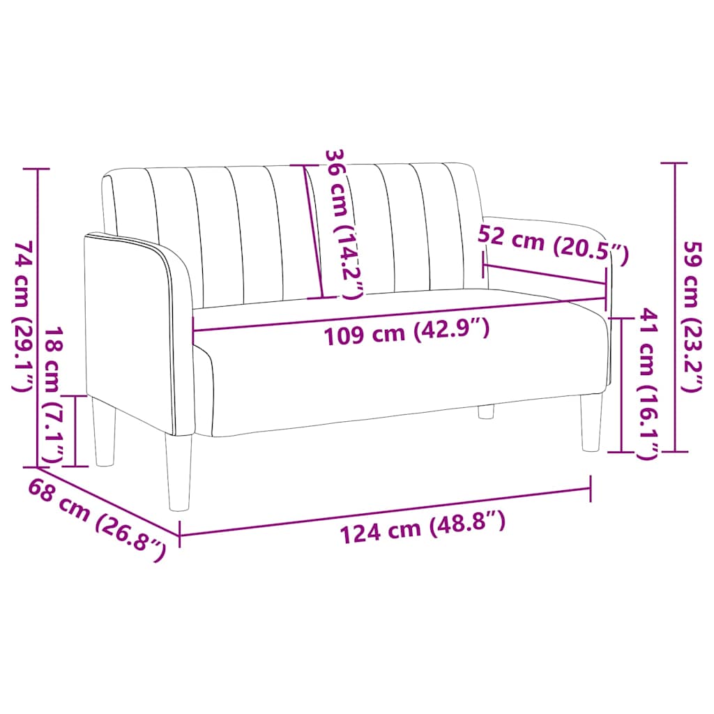 Dvosjed, sofa, vino crvena, 109 cm, baršun