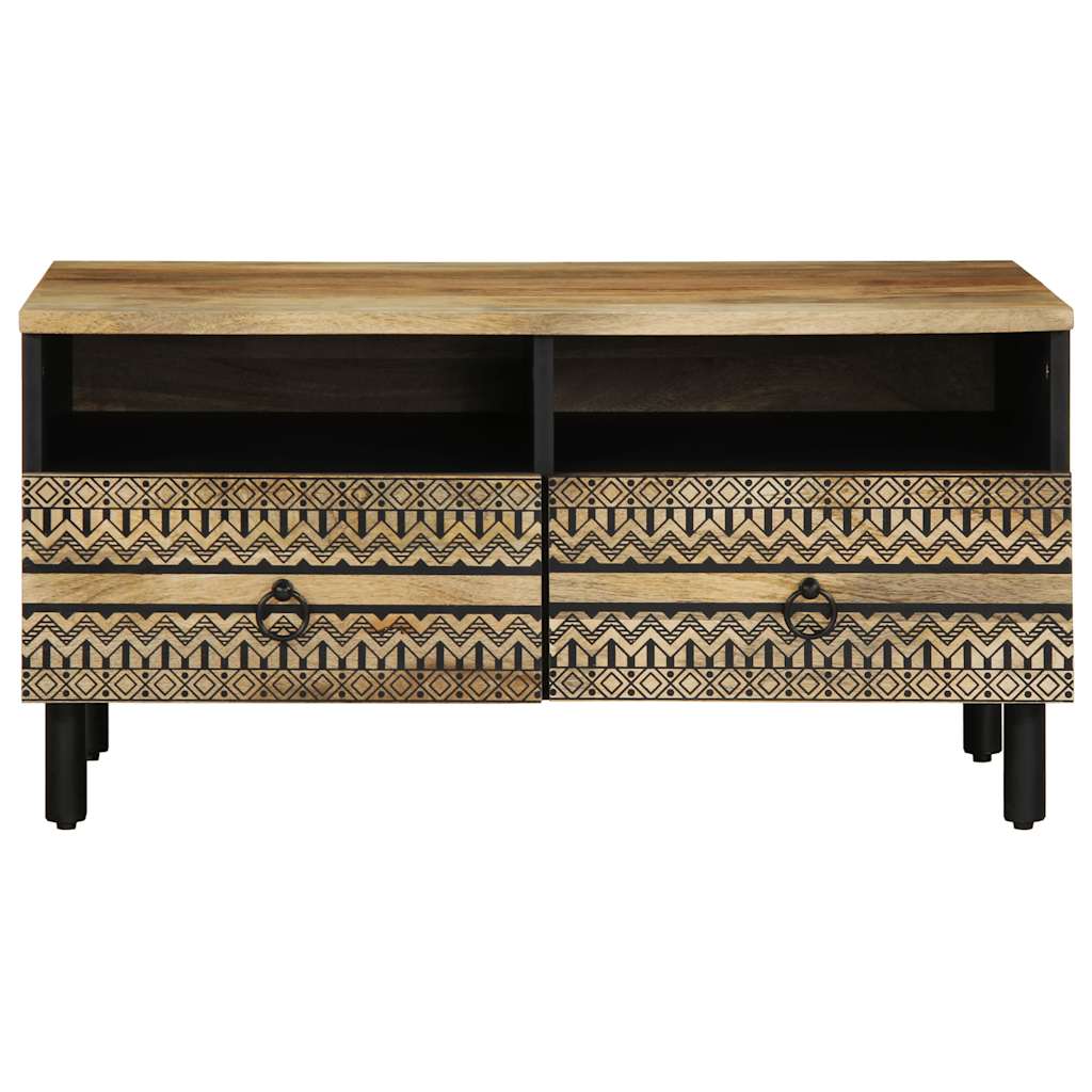 Stolić za kavu crni 80x54x40 cm od masivnog grubog drva manga