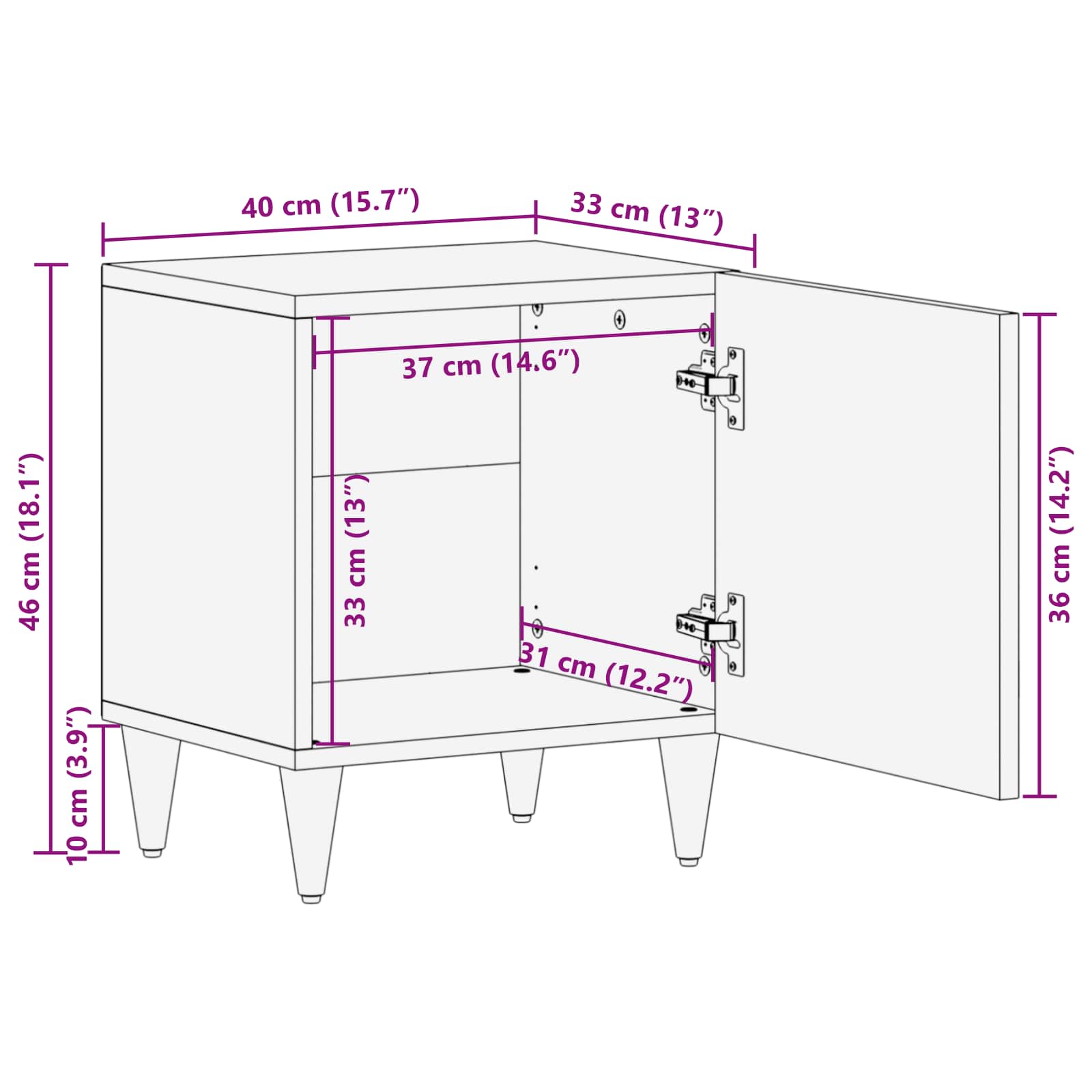 Ormarić s vratima 2 pcs Crna 40 x 33 x 46 cm Čvrsto drvo manga