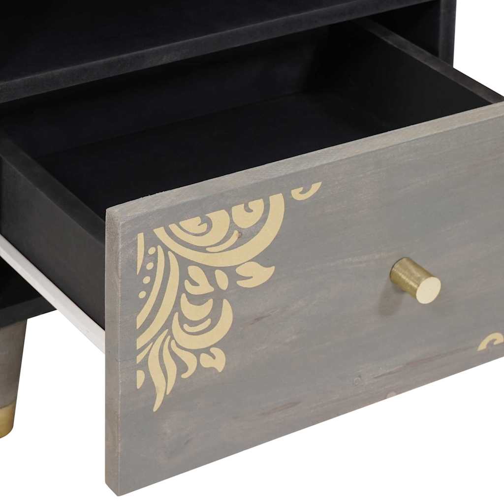 Noćni ormar 2 pcs Siva 40 x 33 x 46 cm Čvrsto drvo manga
