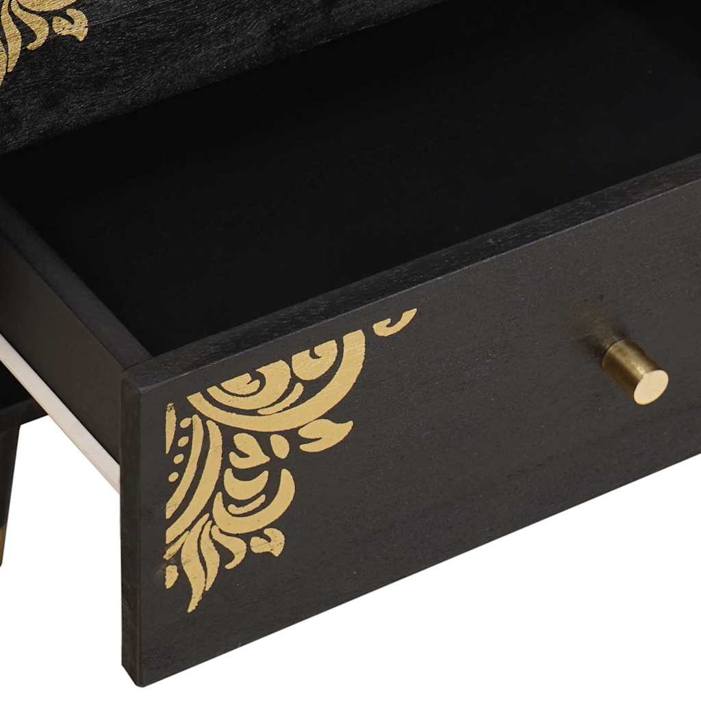 Noćni ormar s ladicama Crna 50 x 33 x 62 cm Čvrsto drvo manga