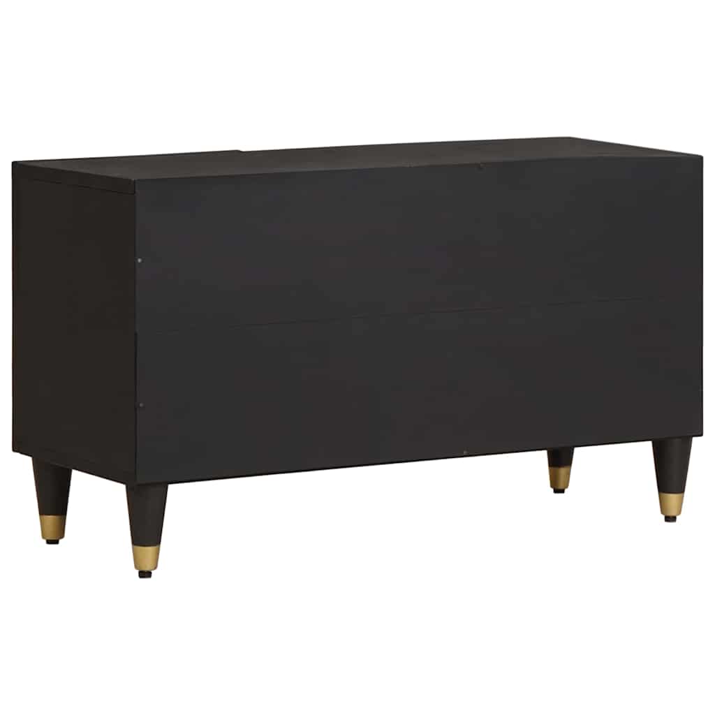 TV ormar s policom Crna 80 x 33 x 46 cm Čvrsto drvo manga