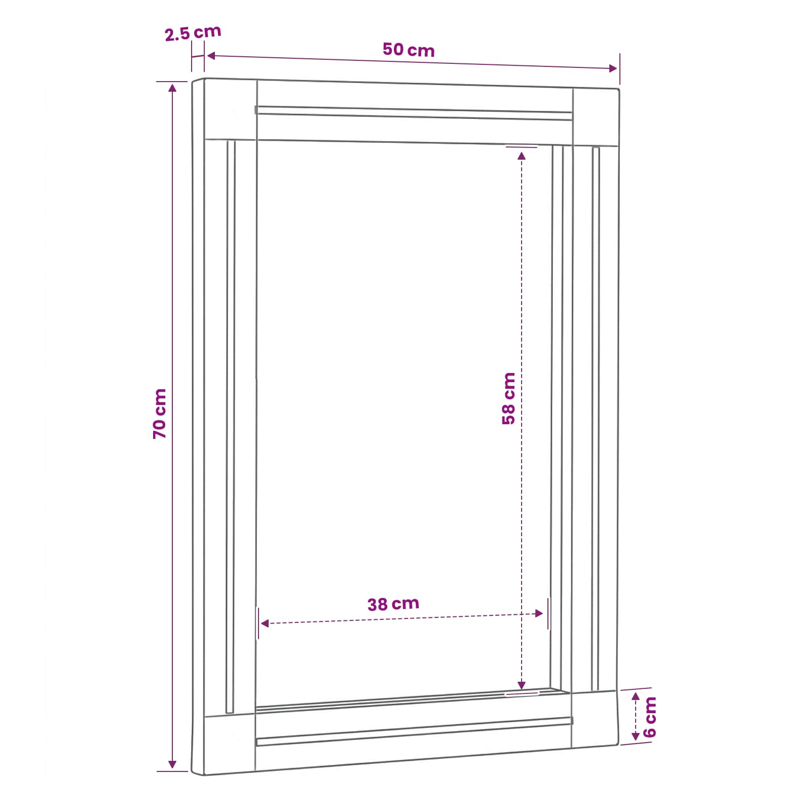 Ogledalo Zidne s ogledalom Smeđa i crna 70 x 50 x 3 cm Stakl