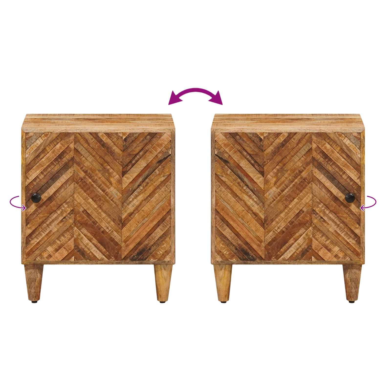 Noćni ormarić 2 pcs Smeđa 40 x 33,5 x 46 cm Čvrsto drvo manga
