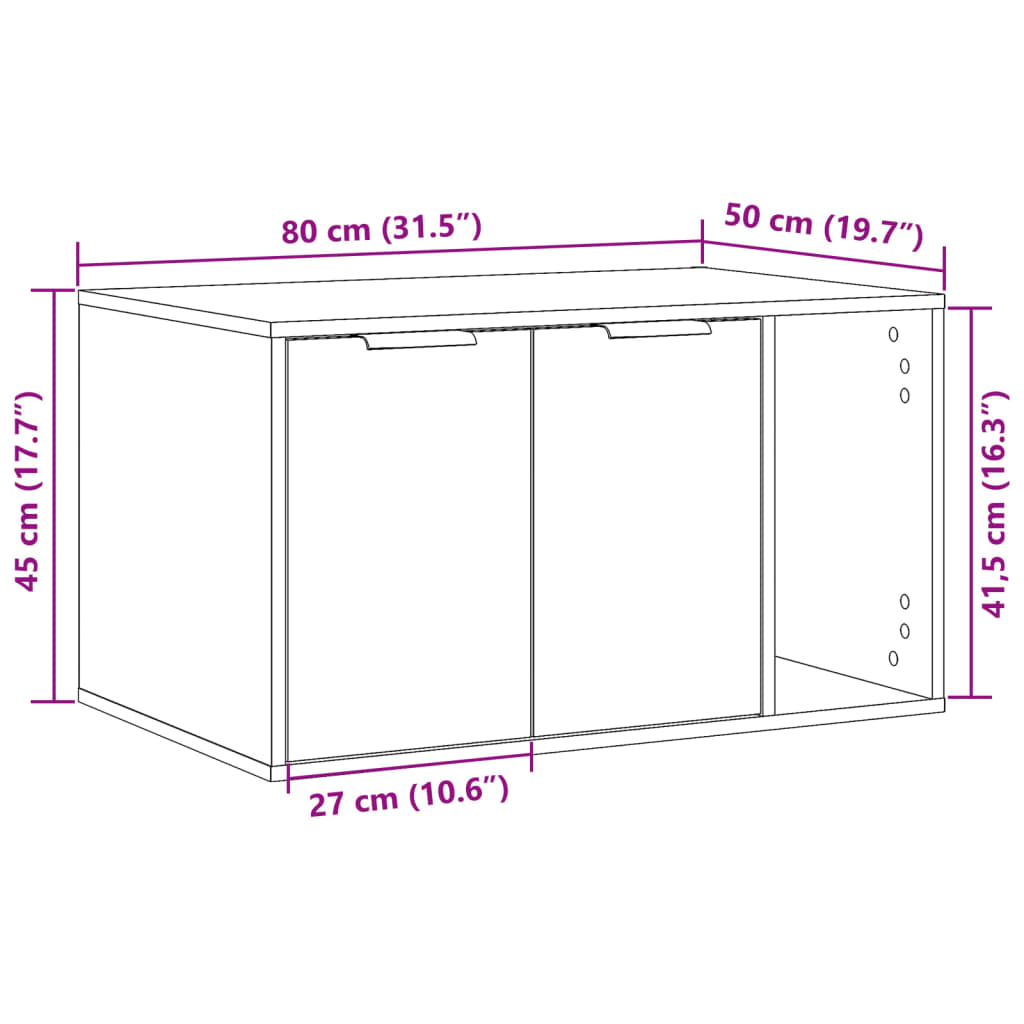 Kutija za mačji pijesak boja drva 80x50x45 cm konstruirano drvo