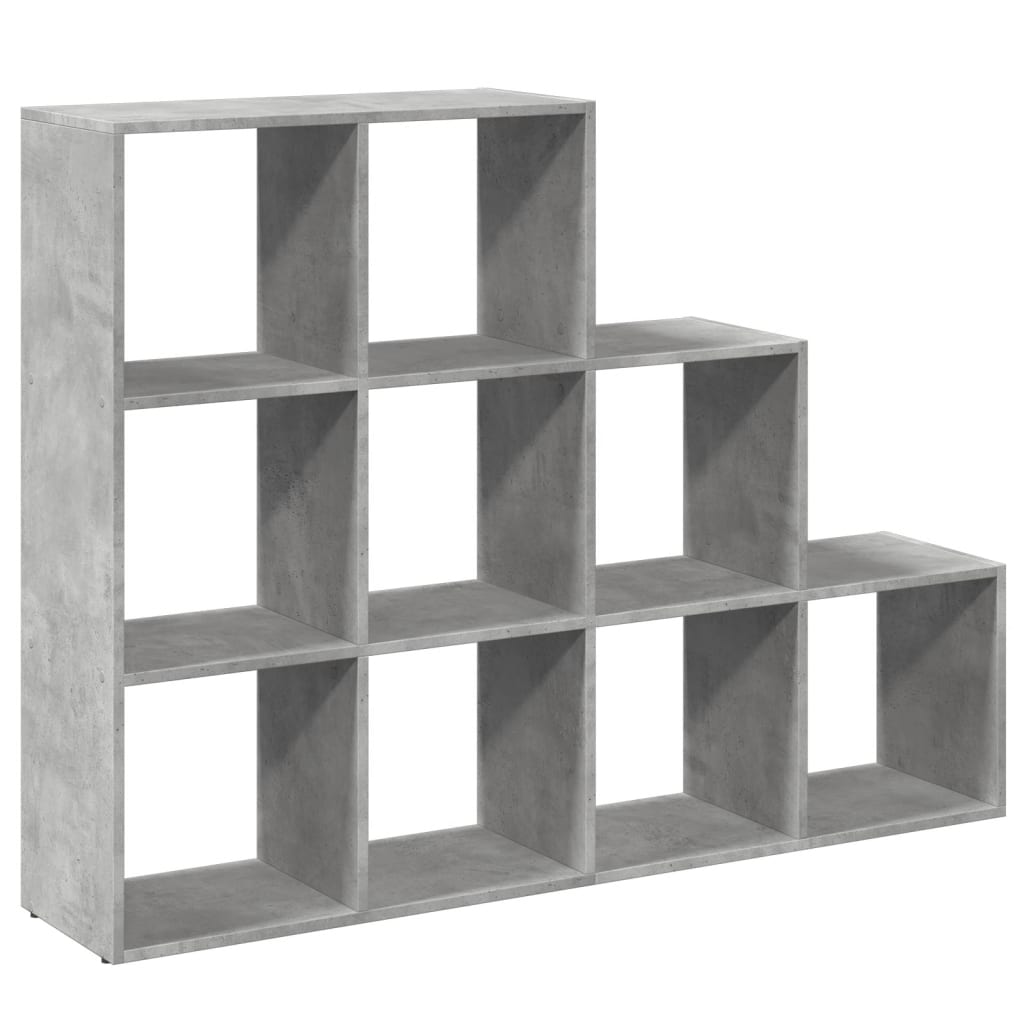 Pregrada/regal za knjige 3 razine sivi 137,5x29x103,5 cm drveni