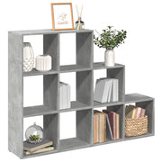 Pregrada/regal za knjige 3 razine sivi 137,5x29x103,5 cm drveni