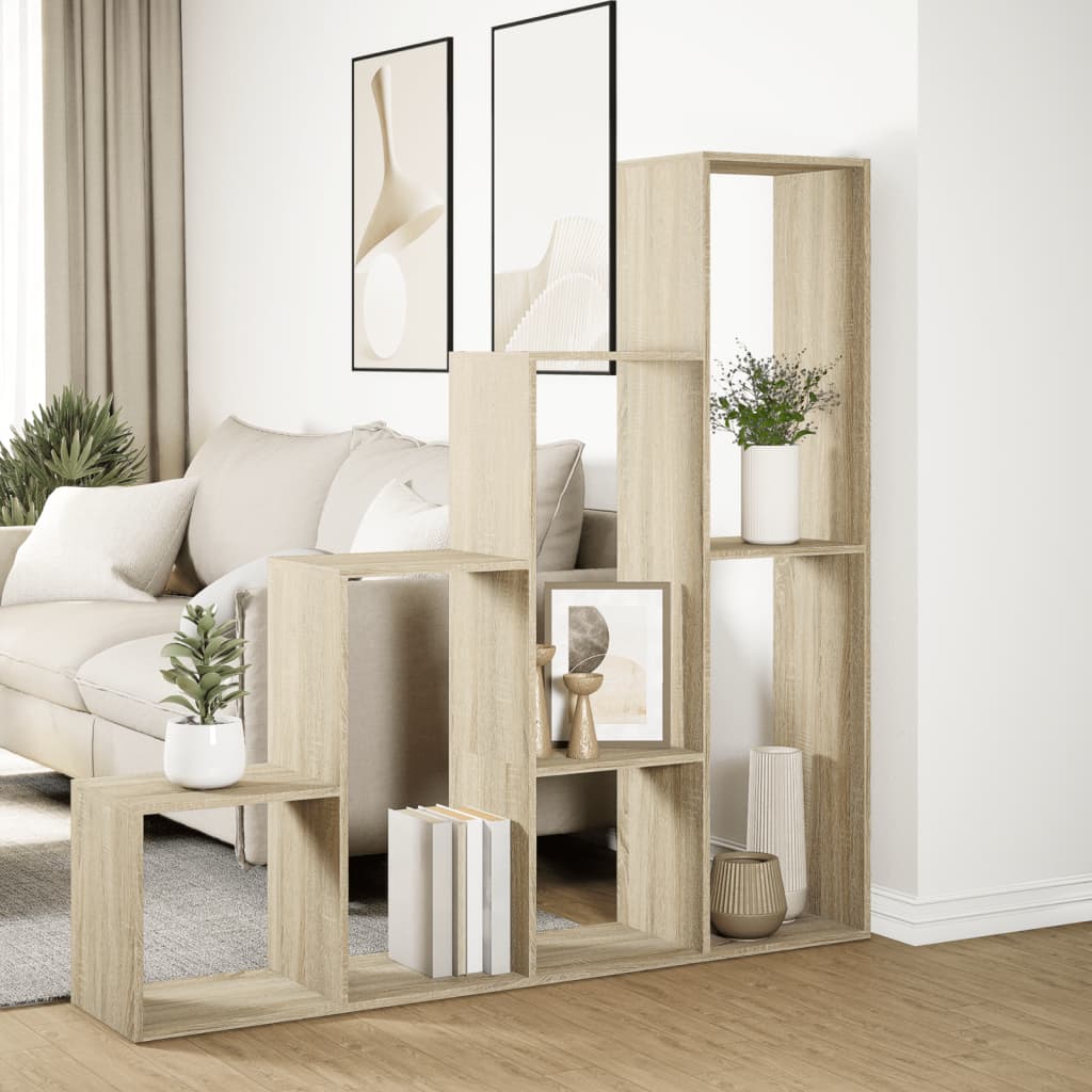 Pregrada/regal za knjige 4 razina hrast 143,5x29x143,5cm drveni