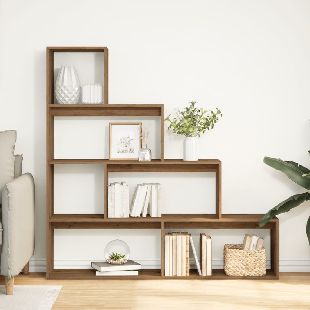 Pregrada/regal za knjige 4 razina hrast 143,5x29x143,5cm drveni