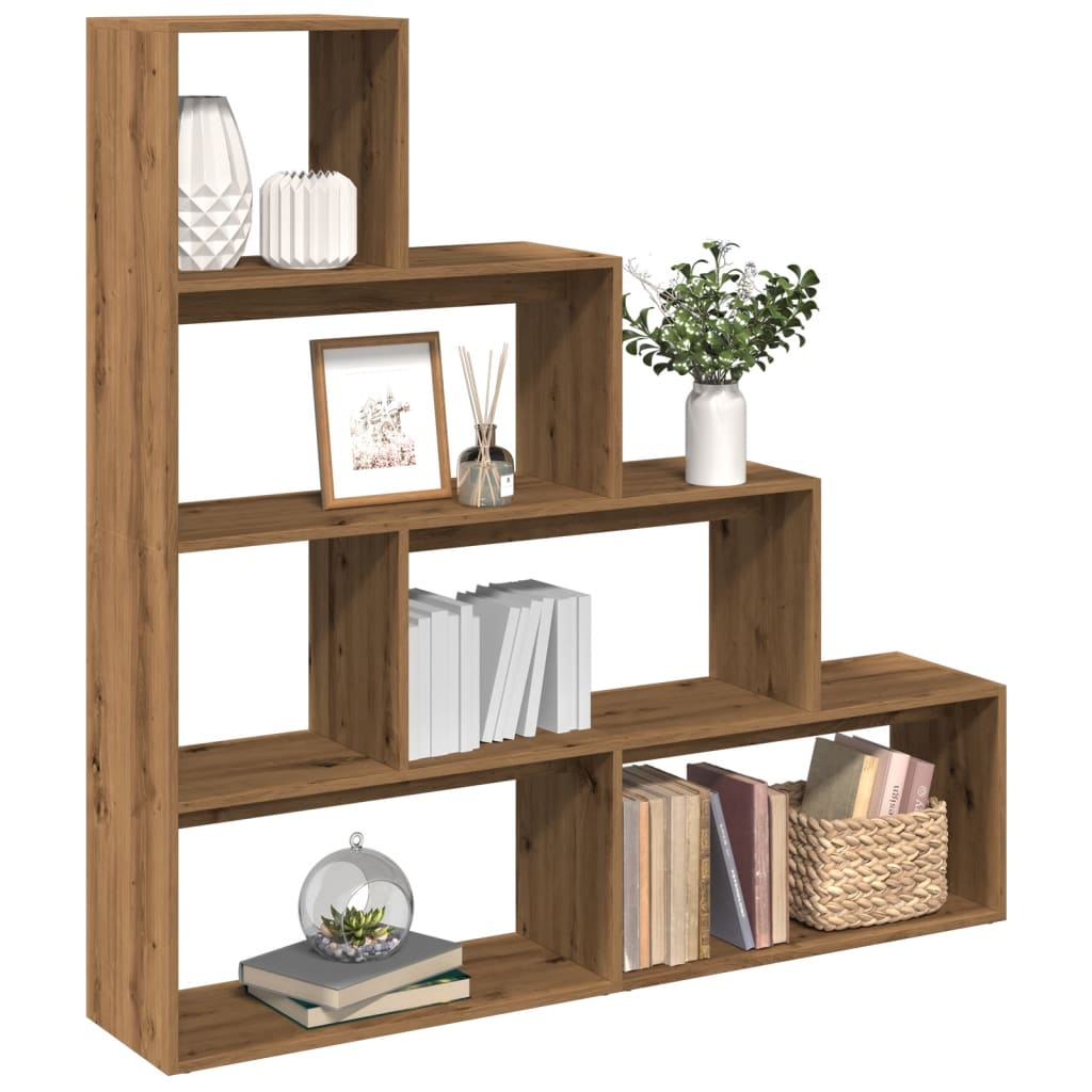 Pregrada/regal za knjige 4 razina hrast 143,5x29x143,5cm drveni