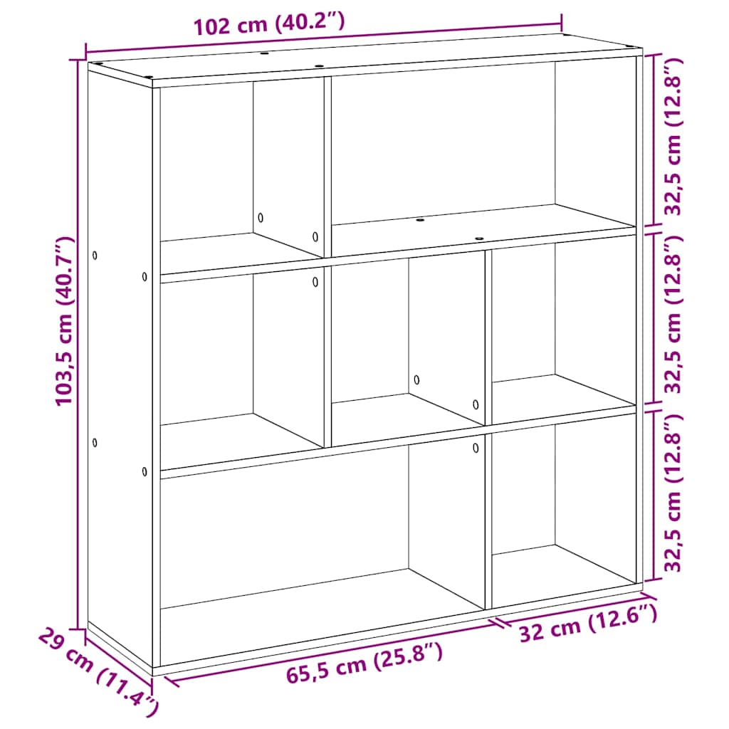 Pregrada / regal za knjige boja hrasta 102x29x103,5 cm drveni