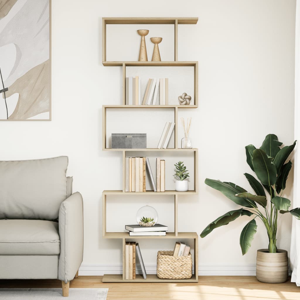 Pregrada / regal za knjige 6 razina hrast 70x24x193 cm drveni
