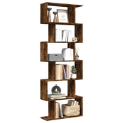 Pregrada / regal za knjige 6 razina hrast 70x24x193 cm drveni