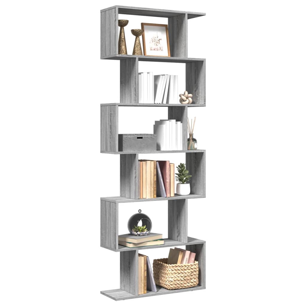 Pregrada / regal za knjige 6 razina sonoma 70x24x193 cm drveni