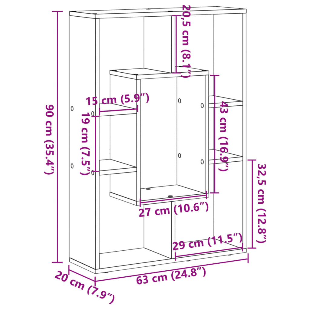 Regal za knjige boja hrasta 63x20x90 cm od konstruiranog drva