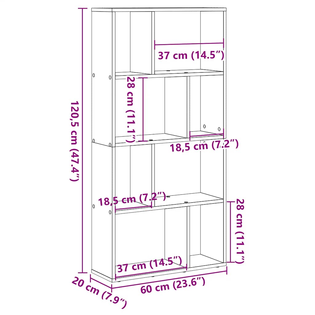 Regal za knjige boja betona 60x20x120,5 cm konstruirano drvo