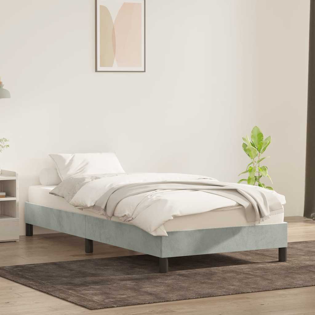 Okvir kreveta bez madraca svijetlo sivi 90x220 cm baršun
