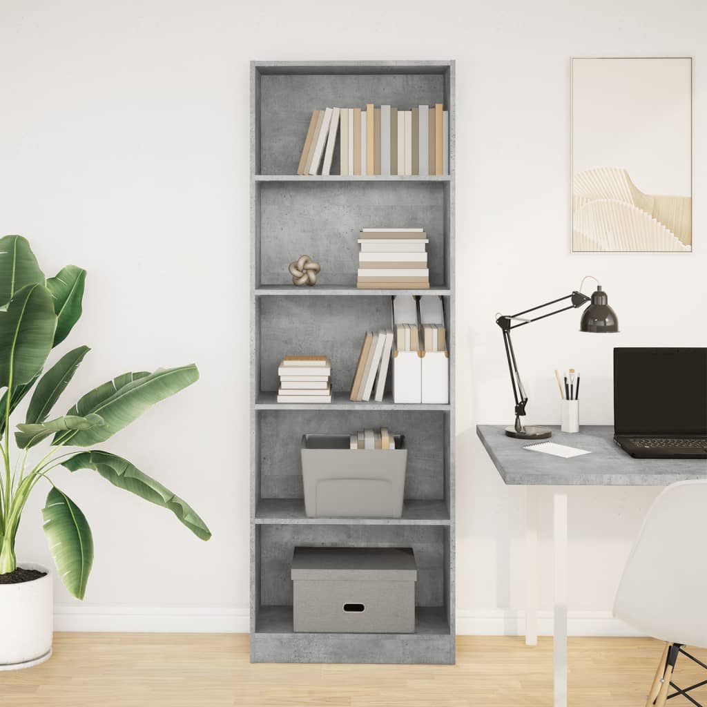 Regal za knjige boja betona 60x24x176 cm konstruirano drvo