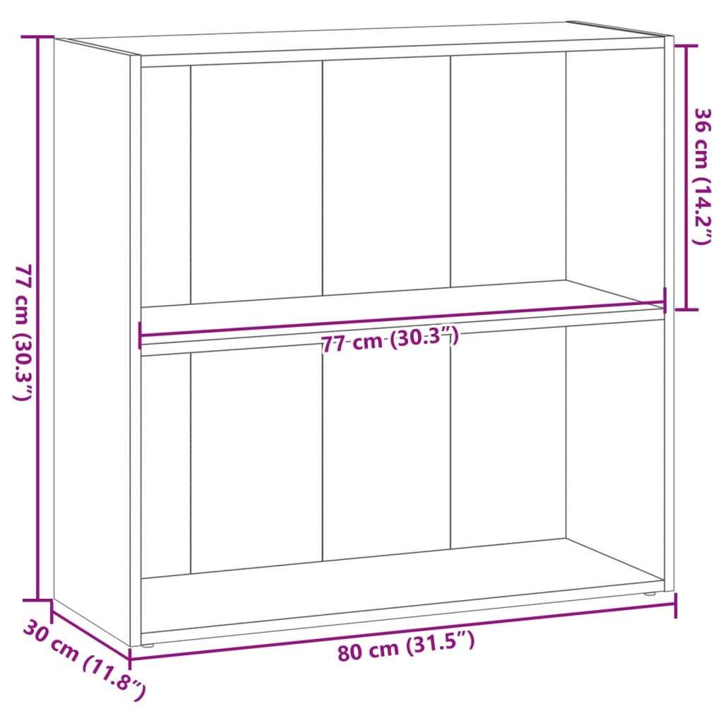 Regal za knjige boja artisian hrast 80x30x77 cm drveni